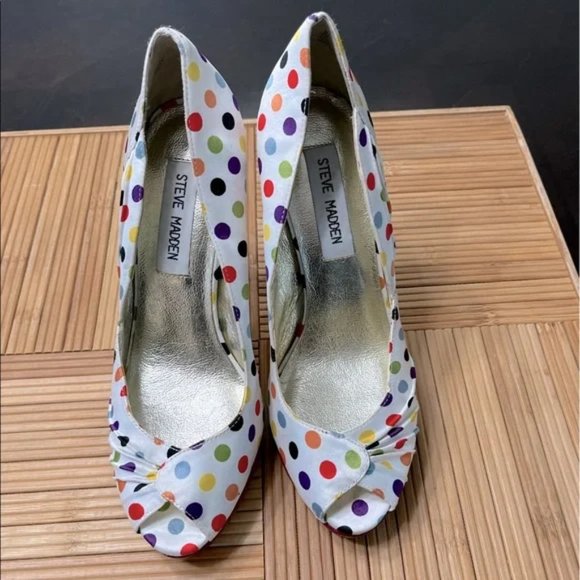 Steve Madden | Shoes | Steve Madden Multi Color Polka Dot  Steve Madden Multi Color Polka Dot Platform Heels